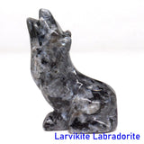 2" Wolf Statue Natural Stone Carving