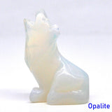 2" Wolf Statue Natural Stone Carving