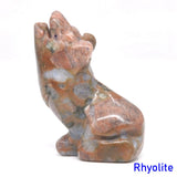 2" Wolf Statue Natural Stone Carving