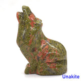 2" Wolf Statue Natural Stone Carving