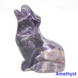 2" Wolf Statue Natural Stone Carving