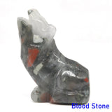 2" Wolf Statue Natural Stone Carving