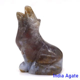 2" Wolf Statue Natural Stone Carving