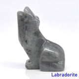 2" Wolf Statue Natural Stone Carving